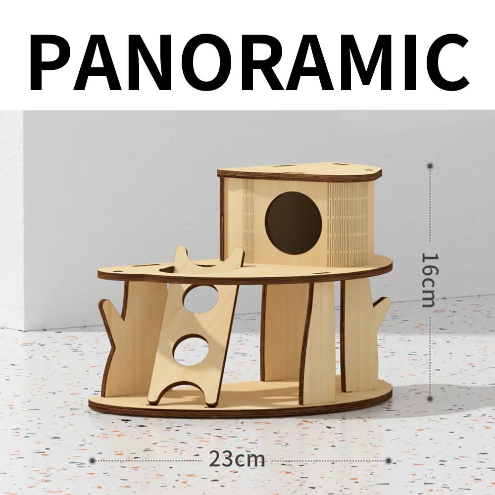 

Hamster Cage Guinea Pig Tree House Villa Squirrel Climbing Shelter Toy Rodents Hideout Wooden Nest Small Pet Hamster Accessories