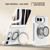 For iPhone Ultra Fold Case With Tempered Film Magnetic Shrink Stand Protective Back Cover For Wireless Charging Phone Shell