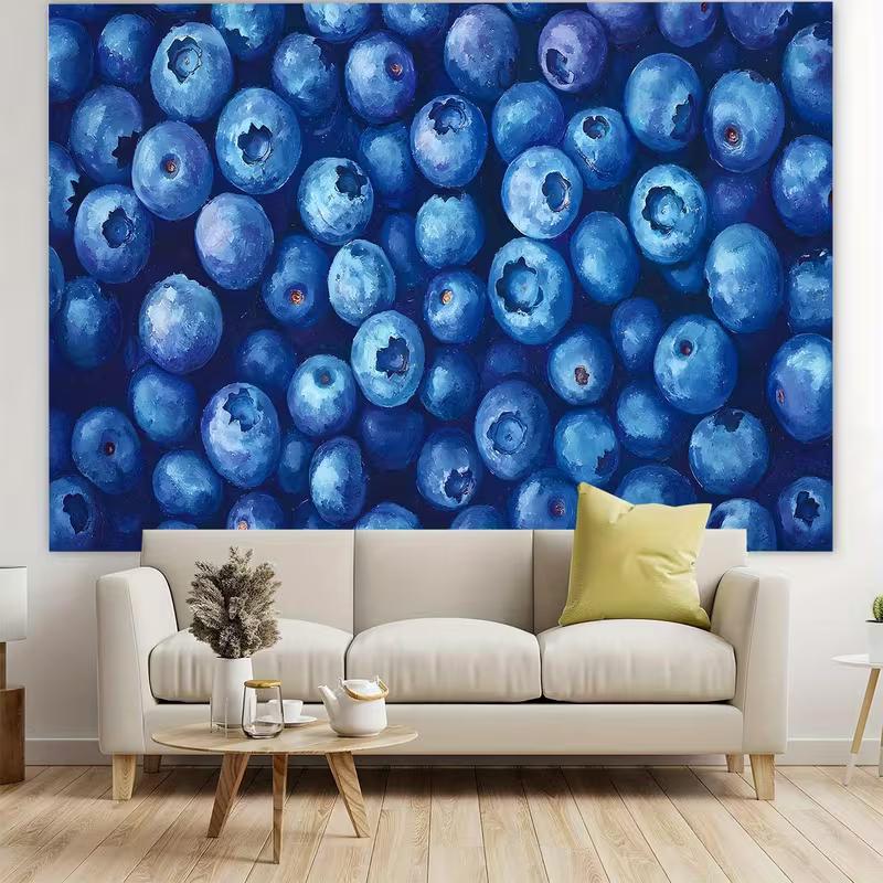 2D Blueberry Pattern Backdrop - Fresh Berry Photography Background for Party