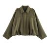 Women's Solid Color Fashionable Sleeve Long Sleeved Zipper Casual Top Jacket Jacket