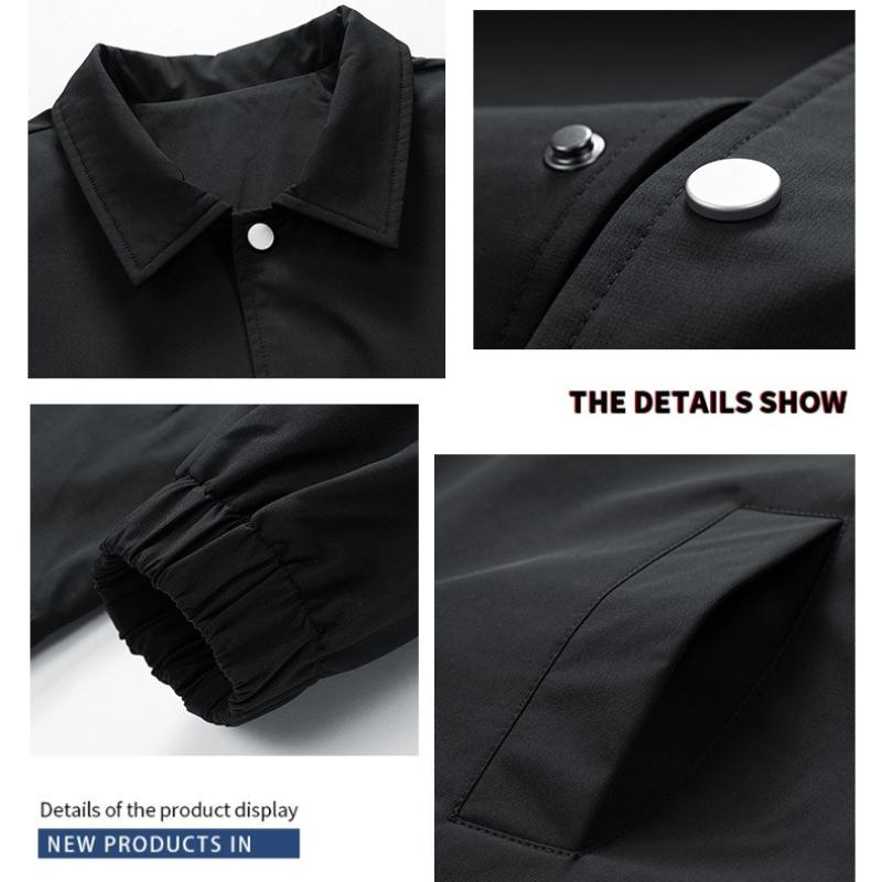 Jakas Minimalist Printed Coach Jacket Men's Models Spring and Autumn Loose Lapel Solid Color Casual Versatile Jacket Men Breathable Work Casual Jacket