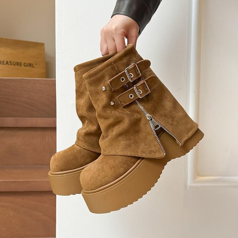 

Fashion Ankle Boots for Women Flats Platform Suede Shoes Winter New Woman Snow Boots 2025 Fashion Casual Sport Botas Mujer Zapatillas 35