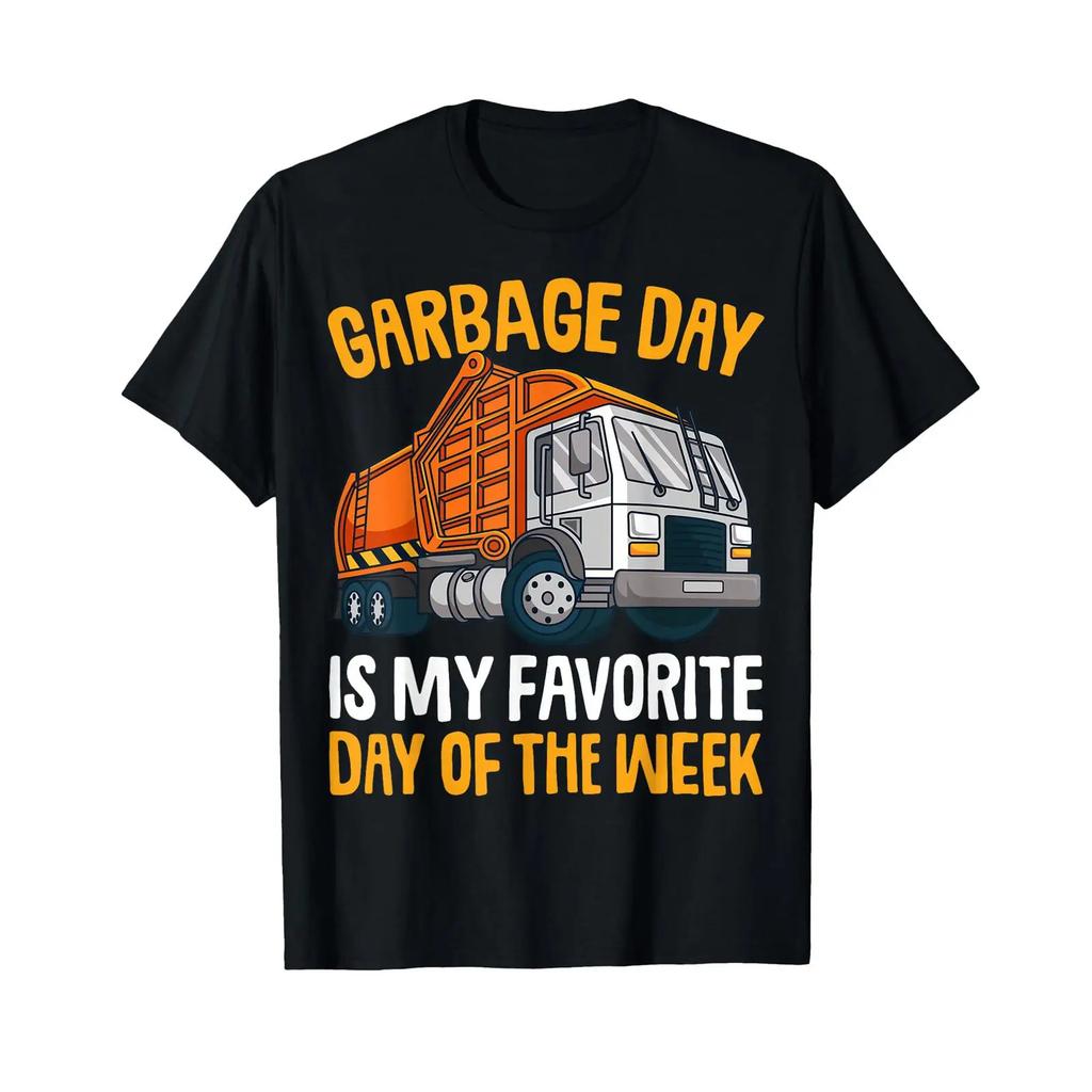 Garbage Day Truck Kids Boys T Shirt vintage Washed Top For Everyday Wear Casual Comfortable Soft streetwear homme Versatile