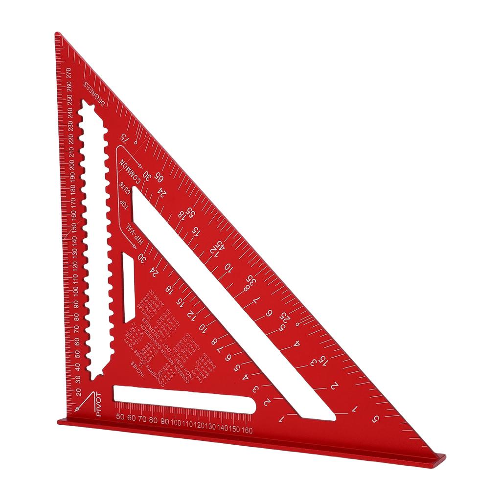 Taksparrevinkel i aluminium 12 tum Träbearbetningslayoutverktyg Metalltriangel Vinkelmätare för träbearbetning och snickeri Röd