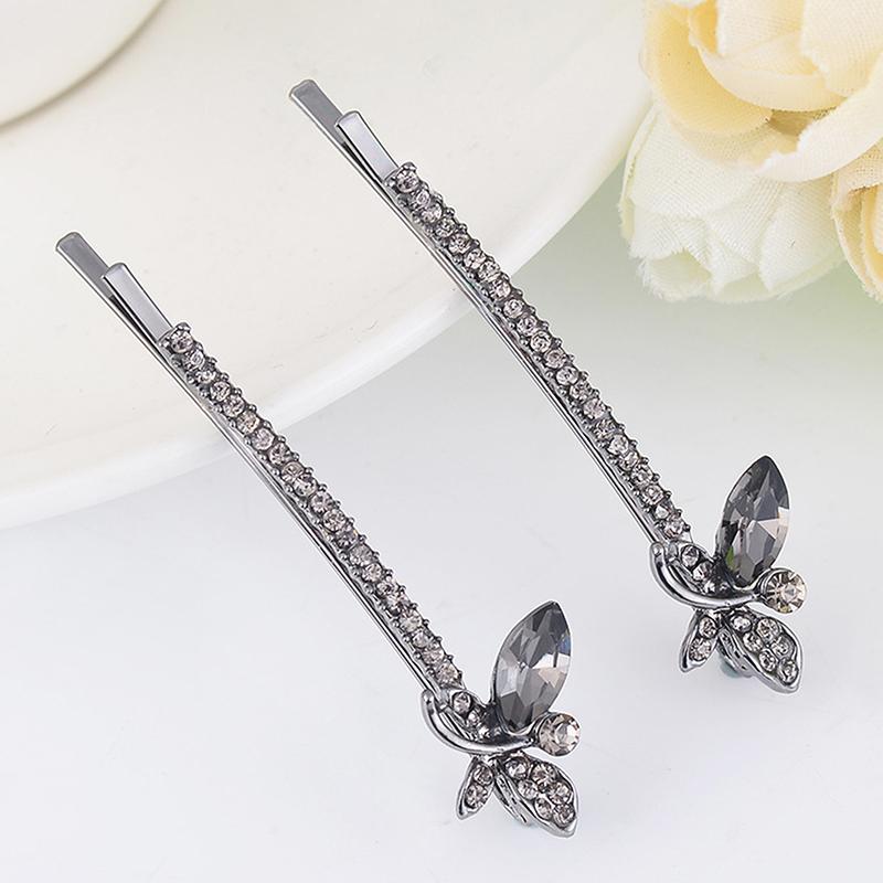 

1Pair Style Double Butterfly Hairpin Hairwear Accessories Sparkling Hair Clips Metal Jewelry