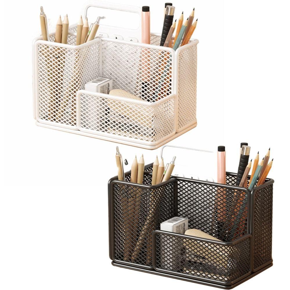 Metal Mesh Desktop Pen Holder Carbon Steel Stationery Storage Rack Mesh Desk Organizer  Desktop Use