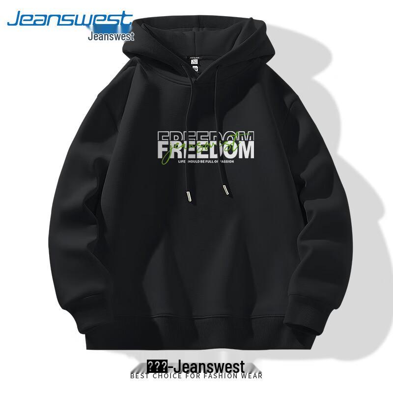 Jeanswest 2025 Spring Unisex Letter Graphic Hooded Sweatshirt