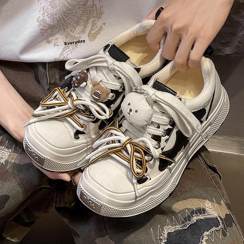 Summer new casual canvas ensemble plum blossom shoes black plum thick sole heightening retro