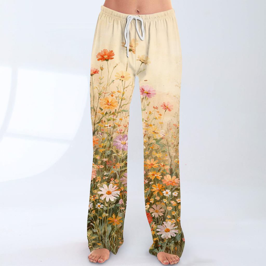 Women's Fashion Loose-Fit Drawstring Elastic Waist Casual Printed Pants