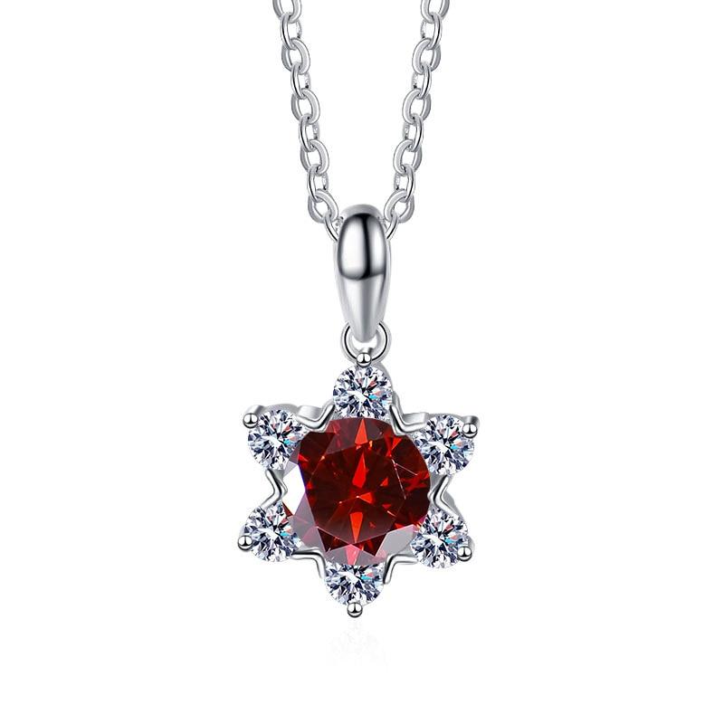 Bague Ringen 100% 925 Silver Fine Necklace 1 Carat Moissanite Classic Snowflake Pendant For Women Wedding Fashion Jewelry Gifts