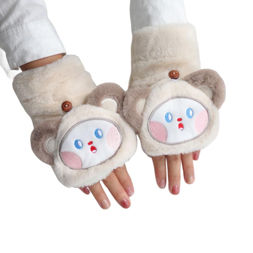 Cartoon Animals Cartoon Winter Gloves Flip Cover Plush Pig Gloves Kawaii Children Gloves  Women