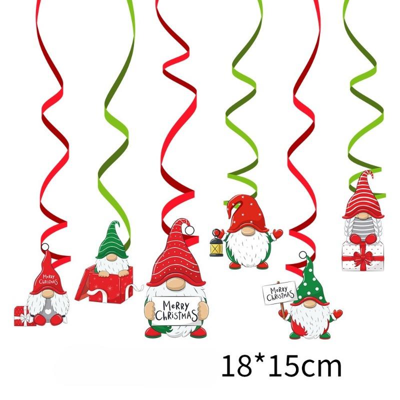 

6pcs Christmas Foil Spiral Pendant Ceiling Hanging Garlands Christmas Decoraitons for Home Navidad Decor New Year 2025 Gifts