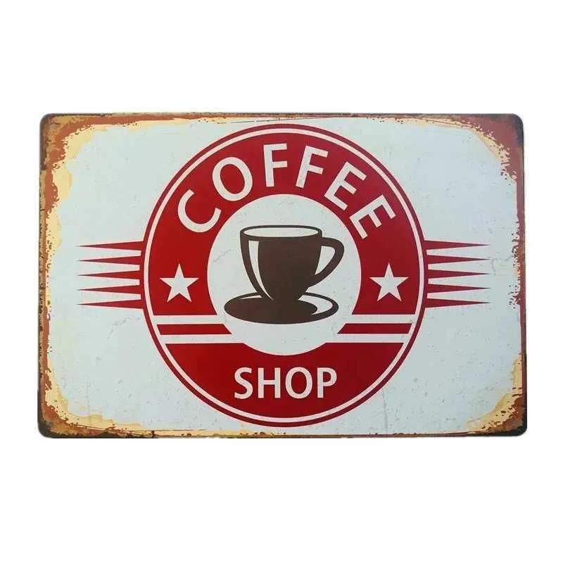 Vintage Metal Tin Logo Wall Decoration Vintage Coffee Art Poster Kitchen Bar Club Coffee Shop Board Room Decoration