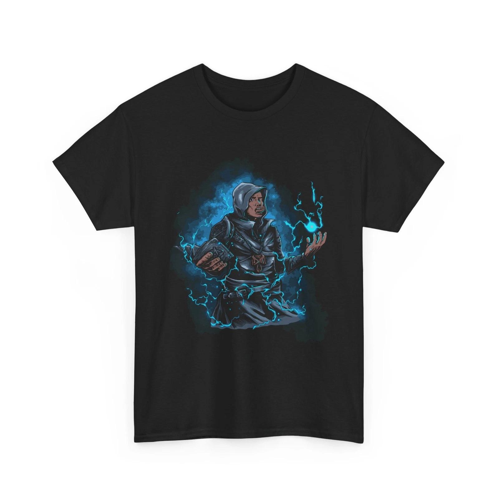

Blue Arcane Wizard T-Shirt | Mage Casting Spell Fantasy Tee, Superpowers T-Shirt L