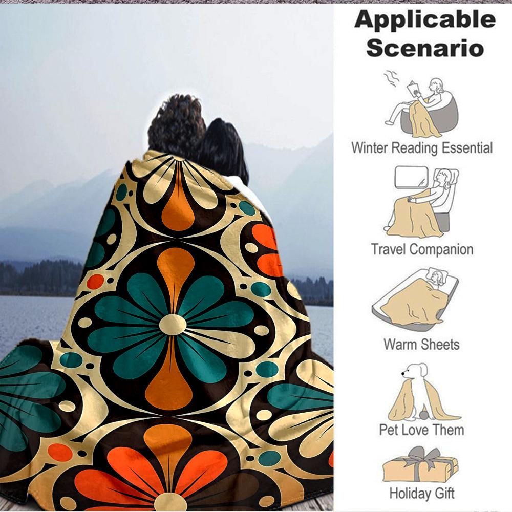 1pc Floral Pattern Blanket, Lightweight Flannel Throw Blanket for Sofa, Bed, Travel, Camping, Living Room, Office, Couch, Chair, and Bed