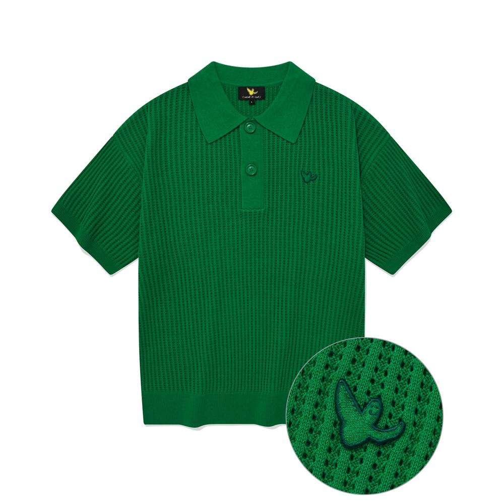 

WHATITISNT Воротник с ангельским воротником и короткими рукавами, сетчатый трикотаж, зеленый