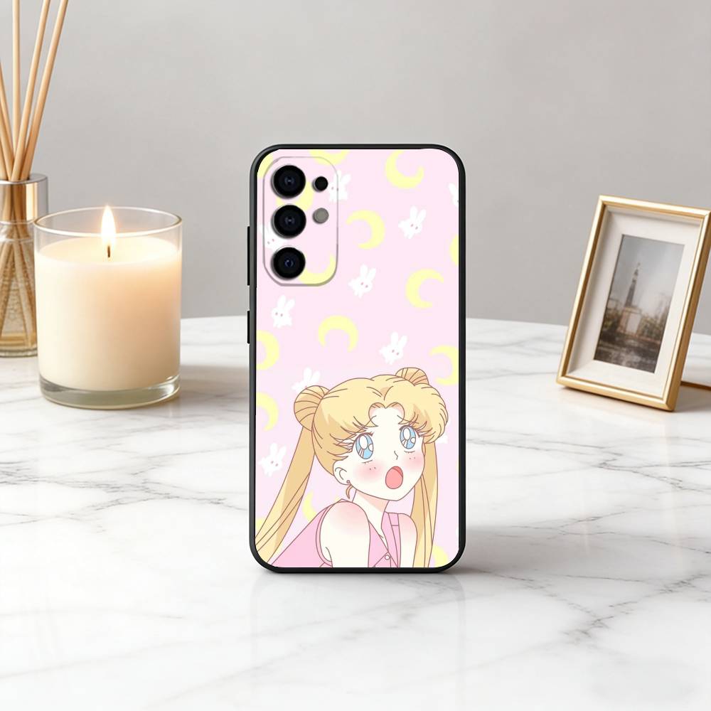 

Cartoon S-Sailor M-Moon-es Art Phone Case For Samsung S25,S24,S21,S22,S23,S30,Ultra,S20,Plus,Fe,Soft Silicone Black Cover Samsung S21Ultra
