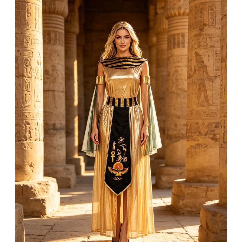 Halloween Costume Pharaoh Cleopatra Adult Teen Stage Dress With Polyester Material