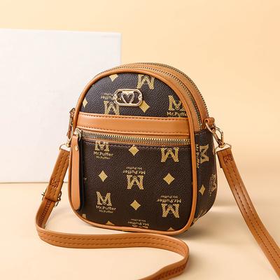 Mother's Day Women's Large Screen Mobile Bag New Double Zipper Crossbody Bag New Printed Shoulder Bag Fashion