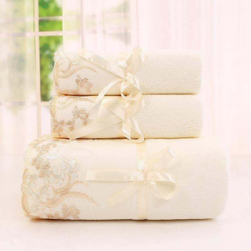 Four Seasons Thickened Polyester/Nylon Hair Drying Towel Set with Appliqué Embroidery
