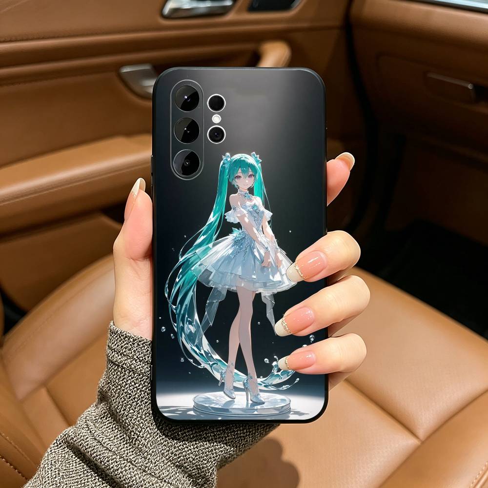 Anime H-Hatsune Miku Black Soft Silicone Phone Case for Samsung Ultra S25, S24, S21, S22, S23, S30, Plus, FE, Lite