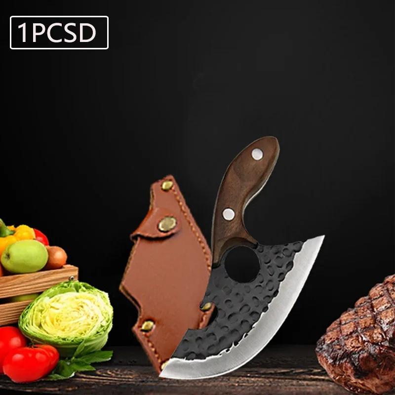 WXCOO 1PCS Kitchen Forged Knife Meat Cutting Knife Stainless Steel Butcher BBQ Knife Bottle Opener Knife Kitchen Accessories