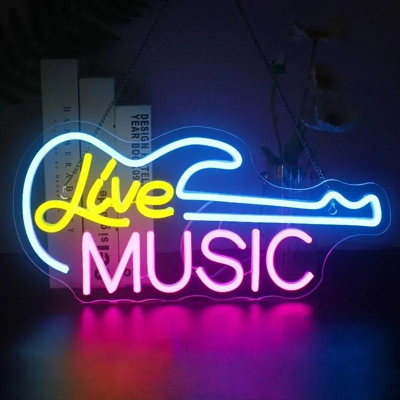 

Guitar Rock Neon Sign LED Neon Light for Wall Decoration,Guitar Shape Light Up Sign,USB Neon Light for Bar Live Music