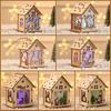Ornamento de Casa de Natal de Madeira Brilhante Kit DIY para Crianças
