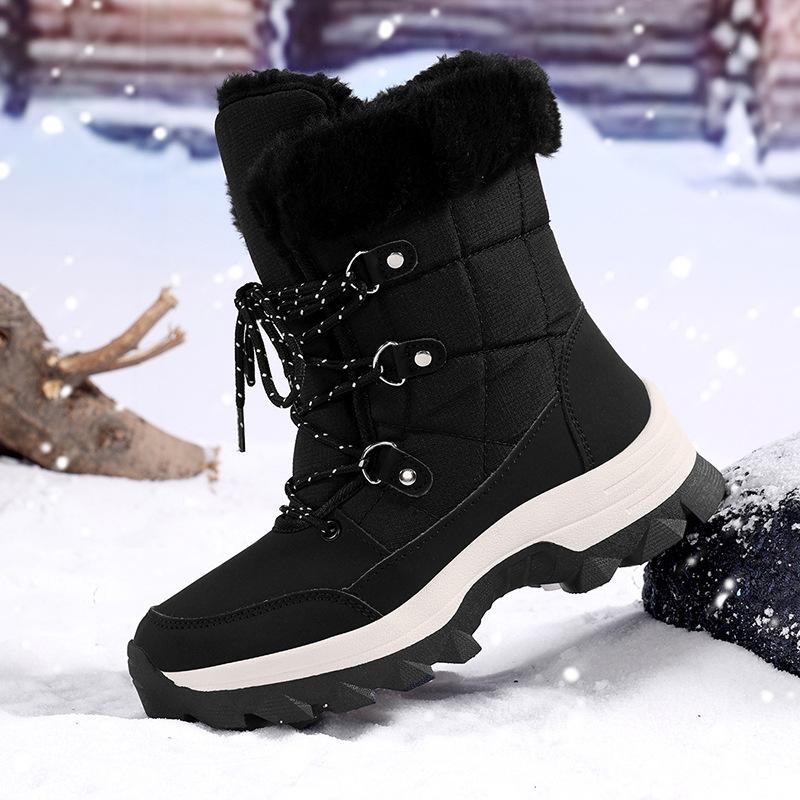 High-top snow boots women's new winter non-slip warm piled thickened Northeast outdoor ski cotton shoes