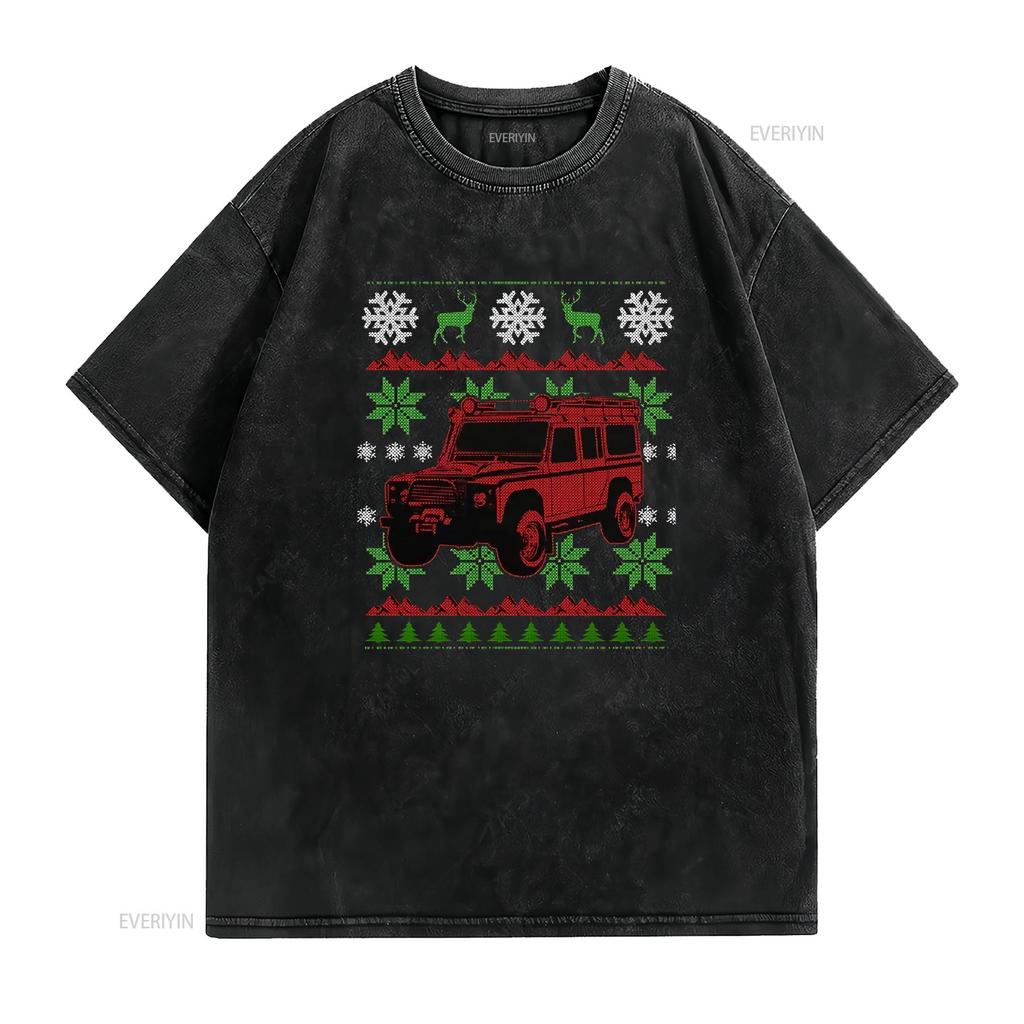Defender 4x4 Off Road Ugly Chistmas Sweater Unisexs T Shirt Top Vintage Washed Graphic Soft Slightly Top For Everyday Wear
