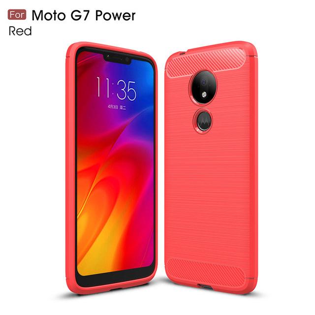 

For Motorola G7 Power XT1955 Case Soft Carbon Fiber Rugged Cover For Motorola Moto G7 Plus G7Power G6Plus MotoG6 Armor Case For Moto G6 Plus красный