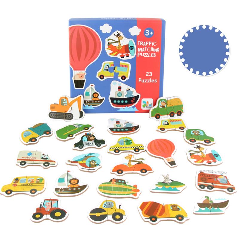 Kids Wooden Jigsaw Matching Puzzle Game Baby Early Learning Cognition Animal Fruit Traffic Educational Toys for Children Gifts