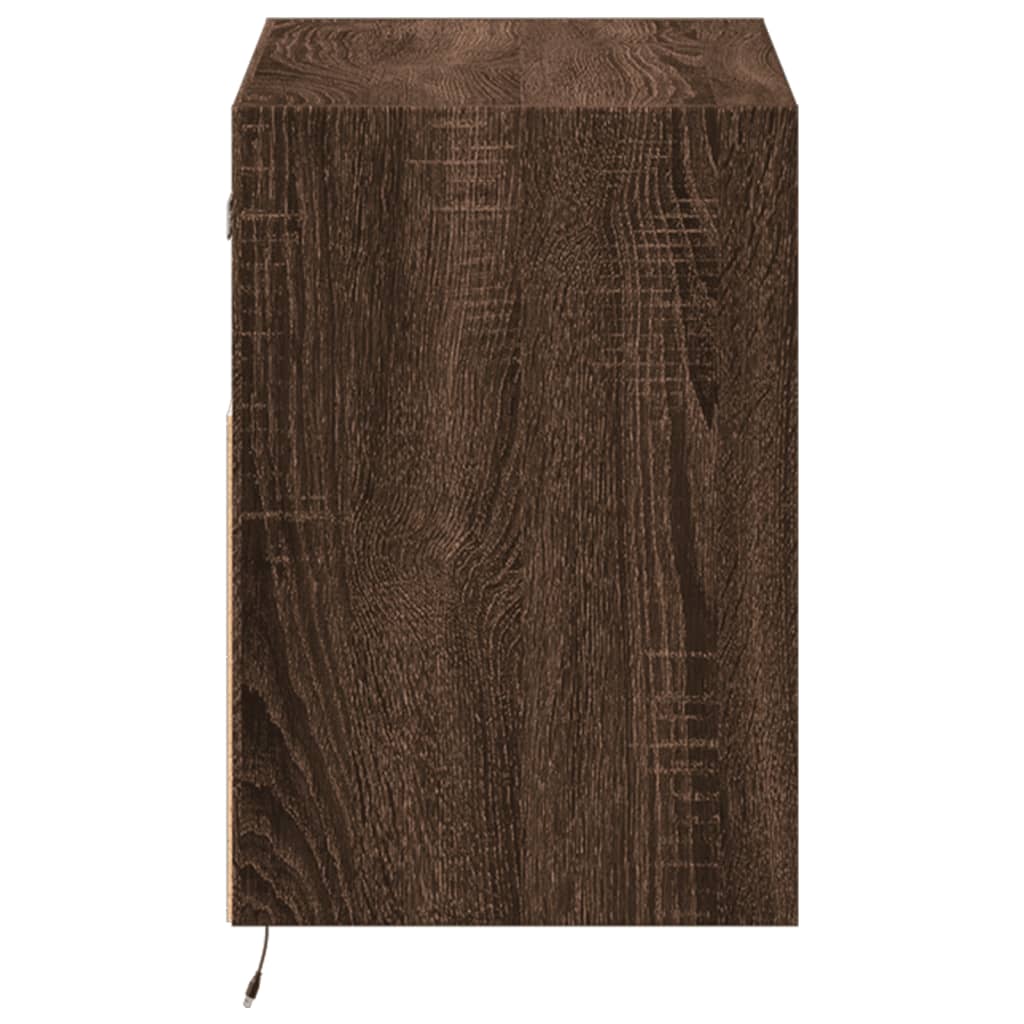 Wall Mounted TV Cabinet with LED Lighting Brown Oak Effect 80 x 31 x 45 cm