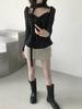 Spring 2026 Women's Slim French Bow Satin Bandeau Chiffon Shirt