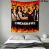 Chicago Fire Wall Tapestry Aesthetic Wall Hanging Printed Fabric Blanket Decorative Tapestries for Bedroom Living Room Home Decor