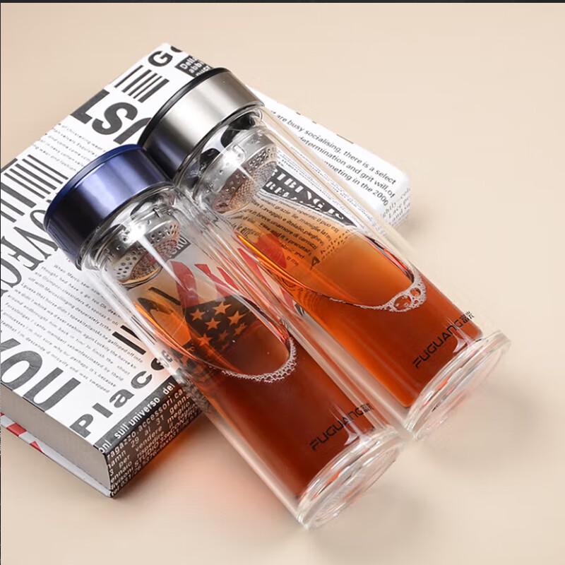 FUGUANG Double-Layer Portable Glass Tea Infuser Cup