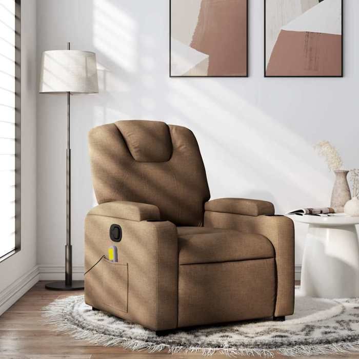 VidaXL Fauteuil de massage inclinable Marron Tissu 372381