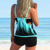 Women's Halter Blue Pearl Print Bikini Tankini Swimsuit