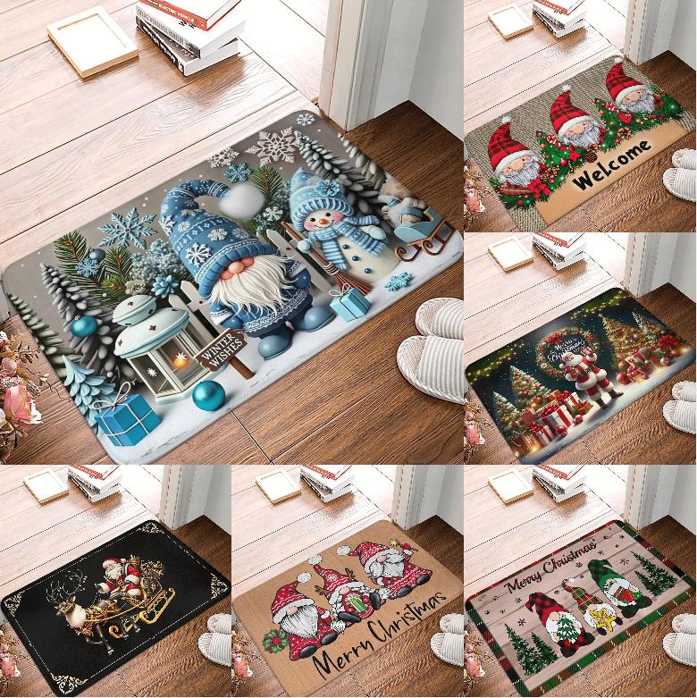 Christmas Gnome Carpet Festive Non-slip Doormat Suitable for Living Room Bedroom Sofa and Entryway Areas Home Decor Rug