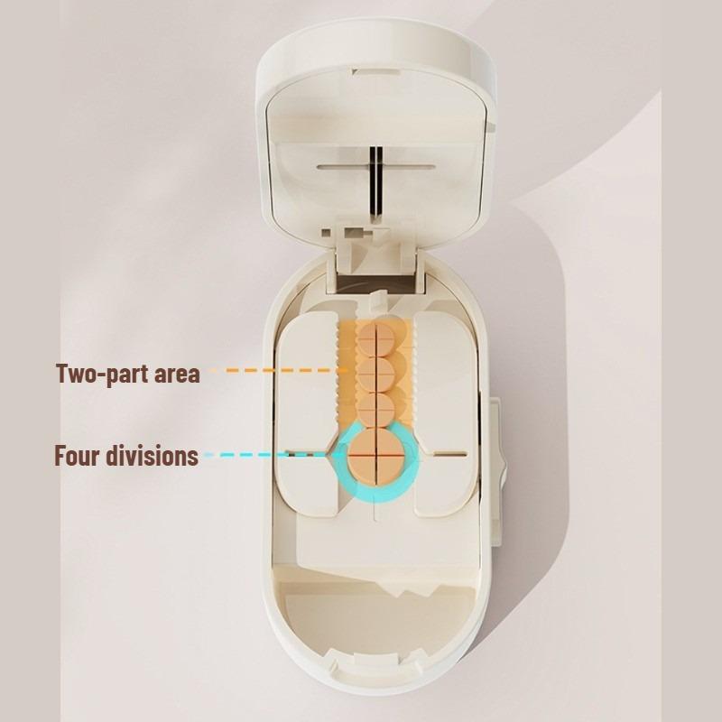 2-in-1 Portable Pill Cutter – Adjustable 1/2 & 1/4 Tablet Splitter with Sharp Blade for Small Pills, Travel & Home Use Pill Box