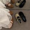 Spring new suede fairy with skirt shallow mouth single shoes retro round head flat bottom buckle temperament women's shoes