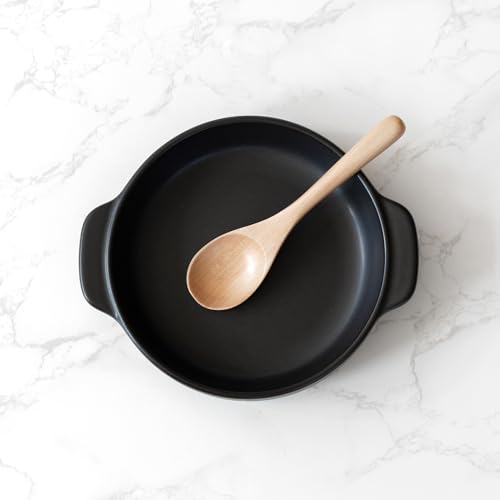 Santo Banko-yaki Gratin Dish, Single-Serve, 400ml Capacity, Heat-Resistant Ceramic, Oven, Microwave, Dishwasher, Stackable, Black, Made in Japan