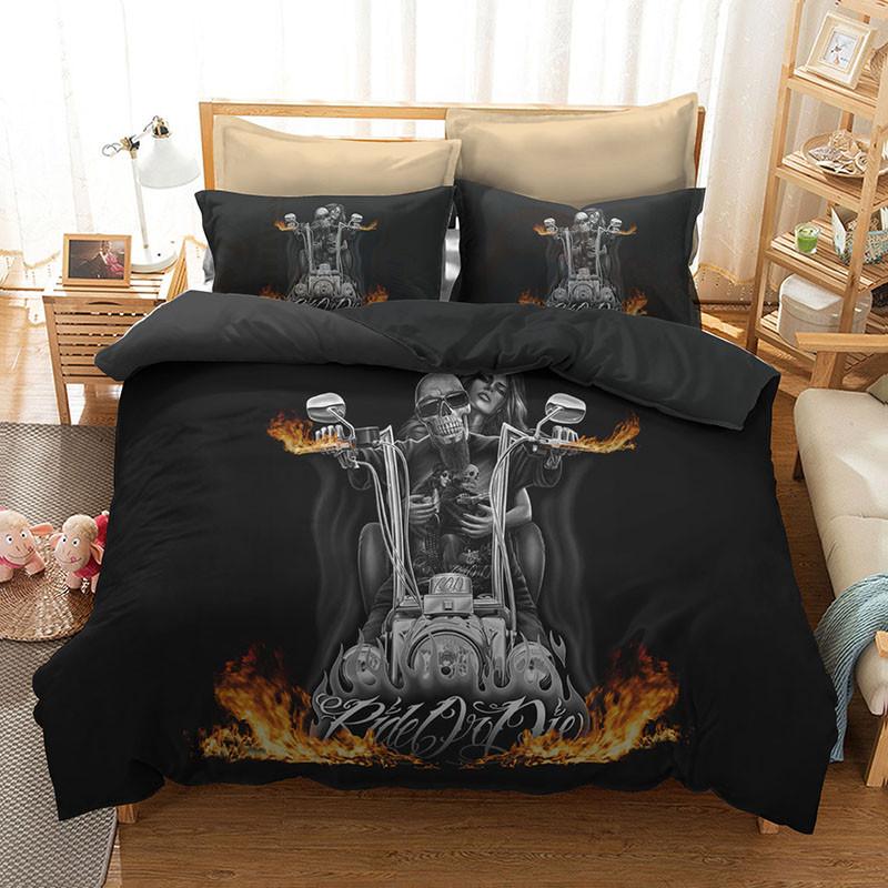 

Set Skull Duvet Quilt Cover Bedding Hd Print Single Double Size Luxury 3d Single（3pcs）