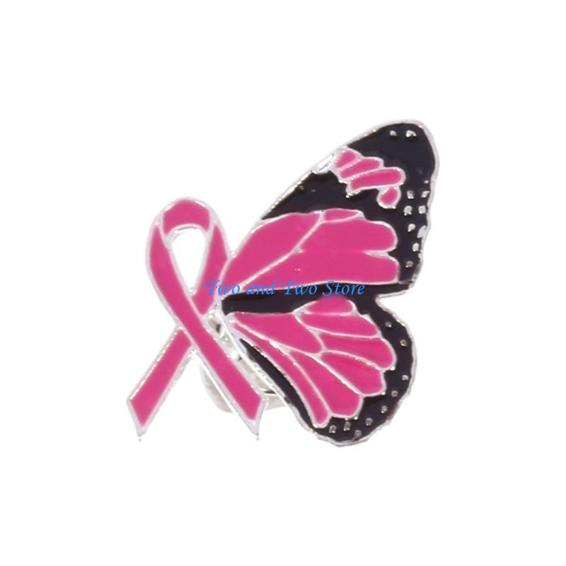 HX6F Gesundheitsbewusstsein Rosa Schleife Anstecknadel für die Feierlichkeiten zum Frauentag Legierung Reversnadel