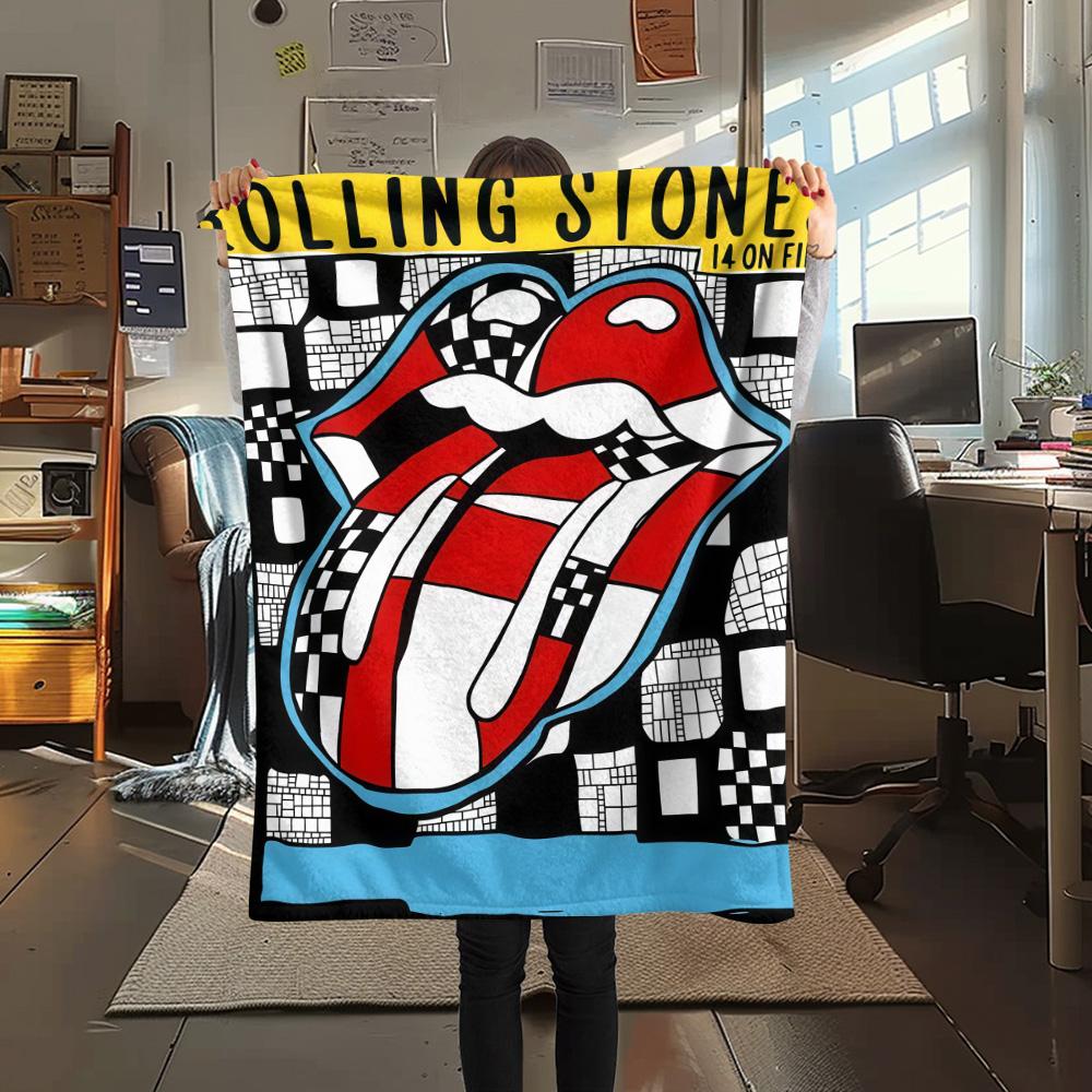 

1 шт. Фланелевое одеяло с принтом The Rolling Stones, Высокое качество, Удобное для всех сезонов, Декор для дома, Тепло и уют 80cm x 120cm