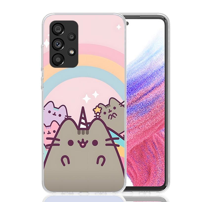 Cartoon P-Pusheen Cat Case Phone Cover for Samsung Galaxy A12 A22 A32 A42 A52 A72 A50S A51 A41 A31 A21S A40 A30S A20E A10 A70 A7