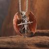 Classic Mythical Character Scarlet Wings Holy Sword Archangel Michael Pendant Necklace for Men Trend Cycling Wear Punk Jewelry