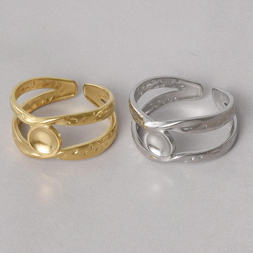 Round Oval Square Heart Blank Settings DIY Rhinestone Drip Oil Silver/Gold Color Stainless Steel Rings For Women Men Accessories