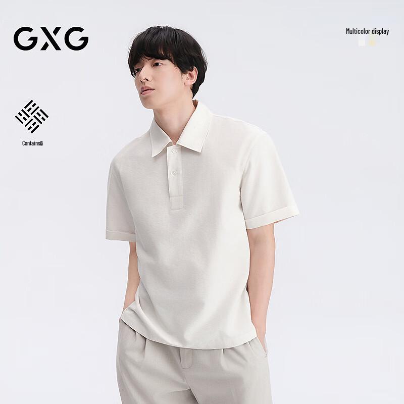 GXG Men s Linen Blend Polo Collar Pullover Shirt M