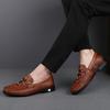 Fashion Stylish Mens Slip on Walking Shoes High Quality Men Casual Footwear Genuine Leather Men Handmade Loafers All-match Dress Shoes